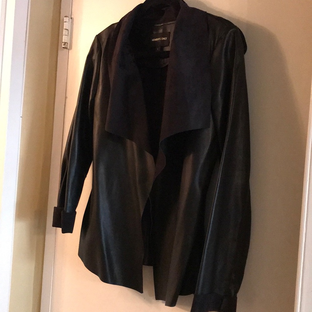 Members Only Black Faux Leather blazer